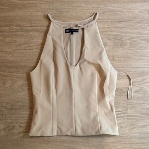 Zara Beige Halter Neck Camisole